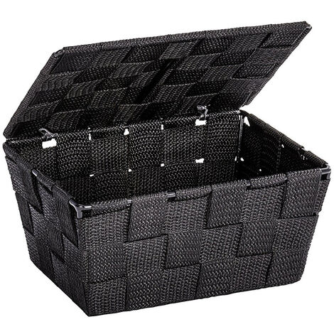 Wenko – Chariot de rangement avec couvercle rectangulaire en maille de polypropylène – Accès rapide au contenu – 40L pour salle de bain et accessoires