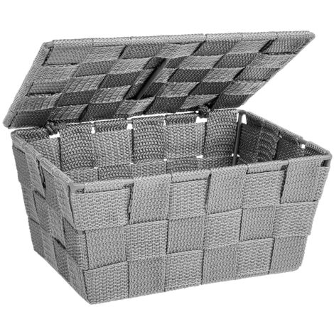 Wenko – Chariot de rangement avec couvercle rectangulaire en maille de polypropylène – Accès rapide au contenu – Pour accessoires salle de bain et cosmétiques