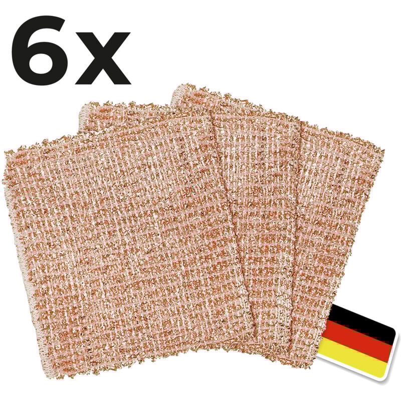 Wenko - Lot de 6 chiffons Cuivre Nettoyage Lingette réutilisable écologique sans produits chimiques, Torchon multifonction pour enlever la rouille,