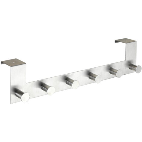 Wenko – Cintre de porte avec 6 crochets en acier inoxydable – Installation sans outil – Pour portes jusqu'à 4 cm d'épaisseur – Usage dans pièces humides