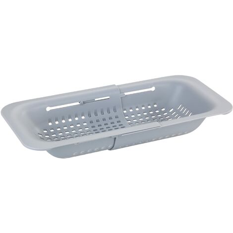 Wenko Colino per lavello Sivo Grigio Chiaro, Ideale per Lavare Frutta e Verdura, 36,5-50,0 x 7 x 20 cm