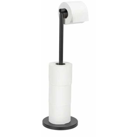 WENKO Combinato WC 2in1, portarotolo e porta carta igienica, capacità 4 rotoli, acciaio, 21x55x17 cm, nero opaco