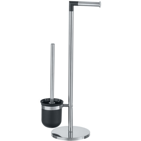 WENKO Combinato WC 2in1, Spazzola WC e portarotolo carta igienica, Parus, Acciaio inossidabile, 25,5x57x16,5 cm, Lucido