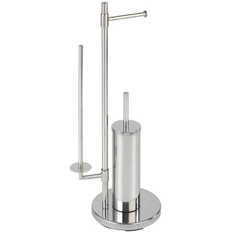 Wenko – Combiné WC 3-en-1 avec porte-brosse et porte-papier – Acier inoxydable – Dimensions 30x73x20 cm – Résistant à l'humidité