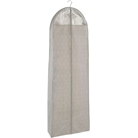 WENKO Copertura per abiti Balance, Copertura per abito con cerniera - finestra trasparente e apertura per appendiabiti, 100% Polipropilene, 180x60 cm, Colore Taupe