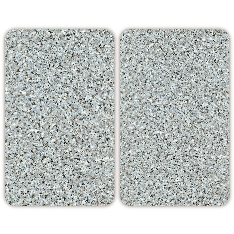 WENKO Coprifornelli Universale Mod Granito, regolabile in altezza per tutti i tipi di fornelli, tagliere e paraspruzzi, vetro, 30 x 52 cm, 2 pezzi