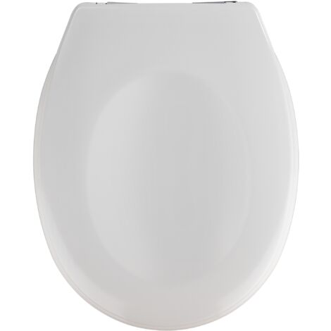 WENKO Copriwater con freno di caduta 'Easy Close' Savio, fissaggio in plastica cromata, antibatterico, Duroplast, 35 x 44,5 cm, Bianco