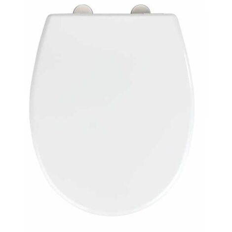 WENKO Copriwater con freno di caduta "easy close" Vorno Neo, copriwater rimovibile con fissaggio in acciaio inox "fix clip", Duroplast, superficie antibatterica, 37x46 cm, Bianco