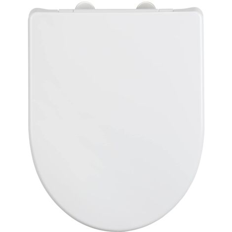 WENKO Copriwater Sindia con freno di caduta Easy-Close e fissaggio igienico a 1 pulsante Fix-Clip in acciaio inossidabile, in Duroplast indistruttibile, resistente fino a 300 kg. Dimensioni: 36,5 x 46