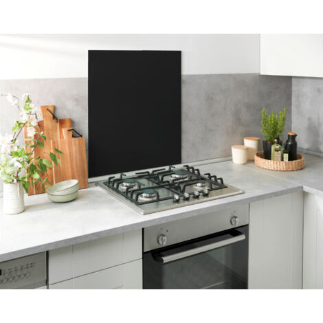 Wenko – Fond de hotte en verre trempé 60x70cm – Résistant aux chocs et à la chaleur – Hygiénique et facile à nettoyer – Noir