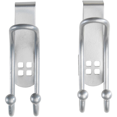 Wenko – Crochet de porte en métal – Lot de 2 cintres avec 4 crochets – Installation simple jusqu'à 2 cm d'épaisseur – Économiseur d'espace
