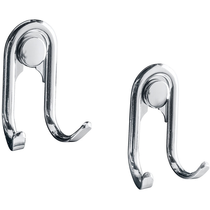 Wenko - Crochet double mural porte serviette Style, crochet porte torchon, Lot de 2, fixation sans perçage possible avec adaptateur Loc, métal,