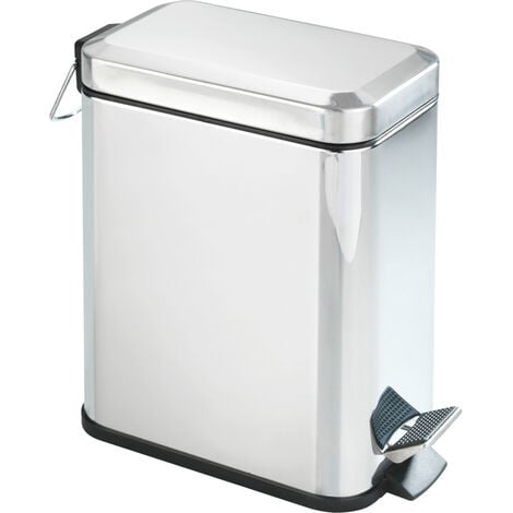 WENKO Cubo de basura con pedal papelera cosméticas cocina Square 5L acero inox