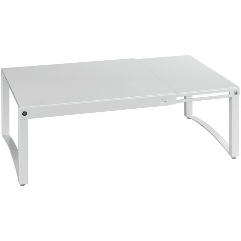 Etagère télescopique à poser Wenko Etagère cuisine, Extensible de 30 à 54 cm, Pieds antiglisse anti rayures, Jusqu'à 10 kg, Fer, L30-54xH15 cm, Blanc