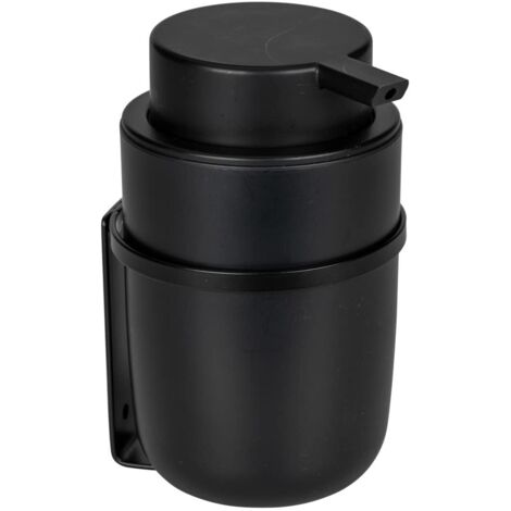 WENKO Dispenser per sapone Turbo-Loc® Carpino Nero, installazione senza foratura, nero, polistirolo nero, plastica (ABS) nera, metallo nero