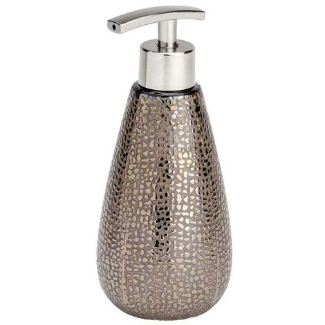 Wenko – Distributeur de savon céramique 400 ml – Design élégant avec strass – Rechargeable pour salle de bain – Pompe en plastique