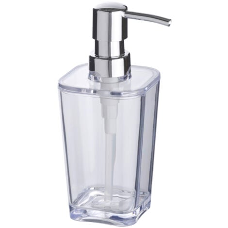 WENKO Distributeur de savon liquide Candy, Capacité 330 ml, Plastique, 9,1x17,4x7,3 cm, transparent