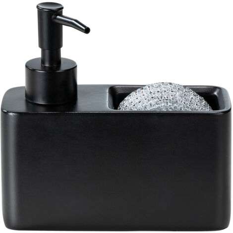 Wenko – Distributeur évier 150 ml – Espace pour éponge – Matériau polyrésine – Dimensions 14,5 x 14,3 x 6 cm – Compatible avec recharges écologiques