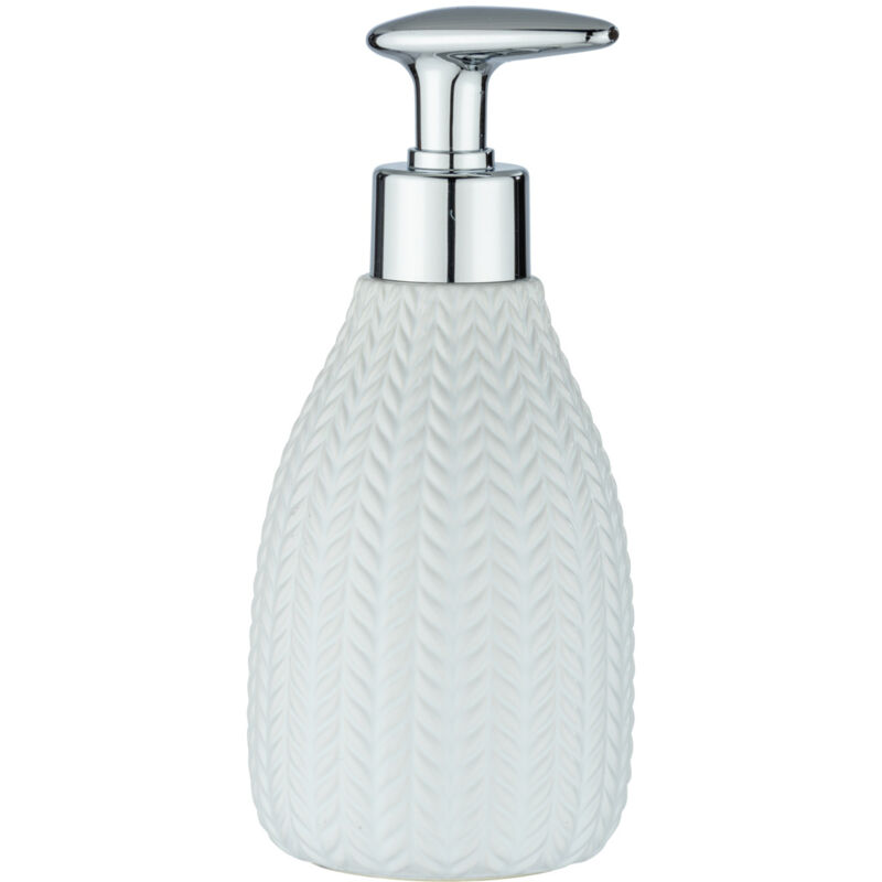 Distributeur savon liquide Barinas, Capacité 300 ml, Céramique, 7,8x18,3x8,8 cm, Blanc - Wenko