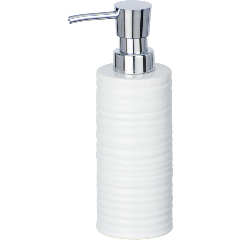 Distributeur Savon Liquide Mila, Capacité 260 ml, céramique, 6x18,5x8 cm, blanc - Wenko
