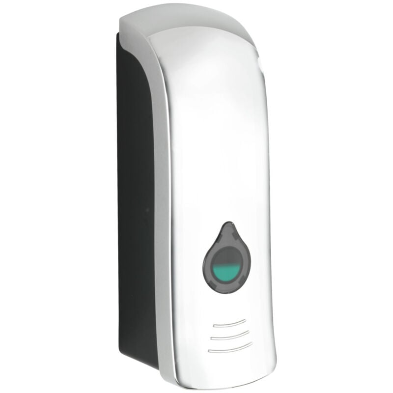WENKO Distributeur savon liquide mural Ranera S, distributeur gel hydroalcoolique mural, sans perçage, Capacité 280 ml, Plastique, 7x22x7,5 cm, chromé