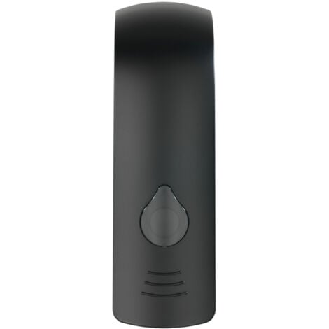 WENKO Distributeur savon liquide mural Ranera S, distributeur gel hydroalcoolique mural, sans perçage, Capacité 280 ml, Plastique, 7x22x7,5 cm, noir