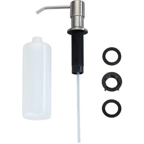 WENKO Distributore di sapone incassato Monti, distributore di detersivo liquido, capacità 400ml, pompa in acciaio inox, Ø 5,8x31 cm, opaco