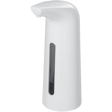 WENKO Distributore di sapone liquido Larino, distributore di gel igienizzante per le mani, automatico e senza contatto, Capacità 400 ml, Plastica, 9x22,5x9 cm, Bianco