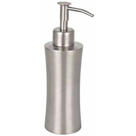 WENKO Distributore di Sapone Liquido, Pieno, Capacità 125 ml, Acciaio Inox, 6x20x8 cm, opaco