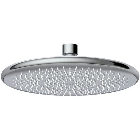 WENKO Doccia a pioggia Watersaving, soffione doccia italiano, risparmia fino al 40% di acqua senza compromettere la pressione dell'acqua, attacco universale 1/2", plastica, ø 22,5 cm, cromato
