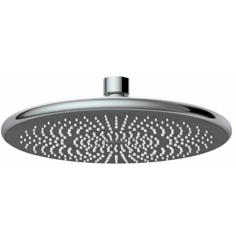 WENKO Doccia a pioggia Watersaving, soffione doccia italiano, risparmia fino al 40% di acqua senza compromettere la pressione dell'acqua, attacco universale 1/2", plastica, ø 22,5 cm, cromato - grigio