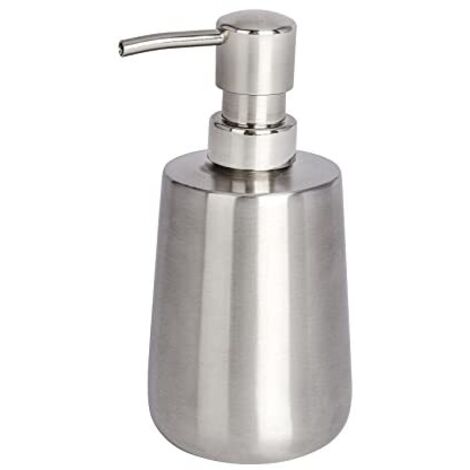 WENKO Dosificador de jabón Acero Solid SATINADO, Acciaio Inox antiruggine, Argento Opaco, 9 x 8 x 16 cm