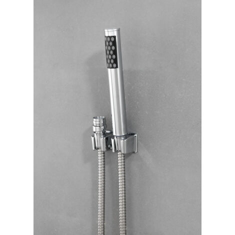 Wenko – Douchette pour robinet avec pommeau 20 cm – Flexible 150 cm en acier inox – Crochets muraux – Design maniable avec picots anticalcaire