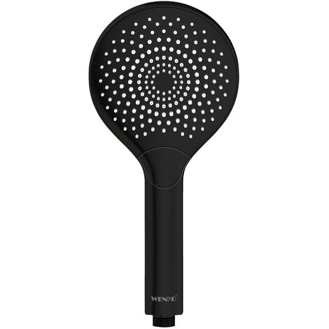 WENKO Duschkopf Watersaving Schwarz matt, Ø 12 cm, Schwarz, Kunststoff (ABS) schwarz