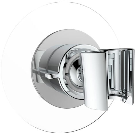 WENKO Duschkopfhalter 360° Chrom, Befestigen ohne Bohren, Silber glänzend, Kunststoff (ABS) chrom - silber glänzend