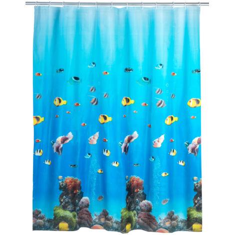 WENKO Duschvorhang Ocean, 180 x 200 cm, Mehrfarbig, Polyethylen-Vinylacetat mehrfarbig