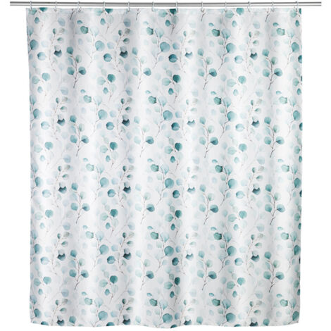 WENKO Duschvorhang Pioppo, Textil (Polyester), 180 x 200 cm, waschbar, Grün, Polyester mehrfarbig