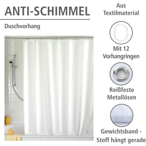 WENKO Duschvorhang Uni White, Anti-Schimmel