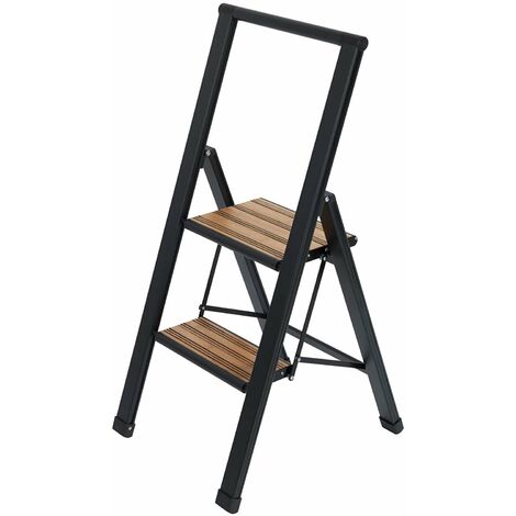 Wenko – Échelle pliante 2 marches en aluminium – Hauteur 101 cm – Charge max 150 kg – Antidérapante et pliable pour rangement facile