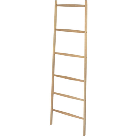 Wenko – Échelle porte-serviettes 6 barres en bois d'acacia certifié FSC® – Dimensions 55x170,5x21 cm – Charge maximale 15 kg – Fixation murale sans perçage