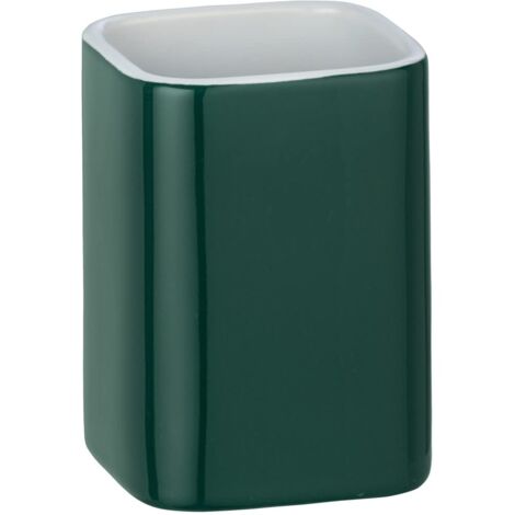 Wenko Elmo Bicchiere da denti in ceramica, 6,5 x 9 x 6,5 cm, verde, 6, 5 x 9 x 6, 5 cm