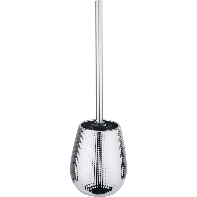 Porte Brosse wc céramique Dakar, brosse wc noire, Céramique, ø 12,6x42 cm, chromé - Wenko