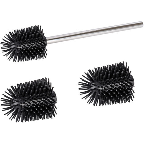 WENKO Ersatzbürsten Set für WC-Garnituren Silikon, Edelstahlstiel mit 3 Bürstenk"-"14234145