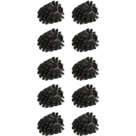 WENKO Ersatzbürstenkopf für Toilettenbürsten, WC-Ersatzbürste, 10 er Set, Ø 8 cm, schwarz, Schwarz, Kunststoff schwarz