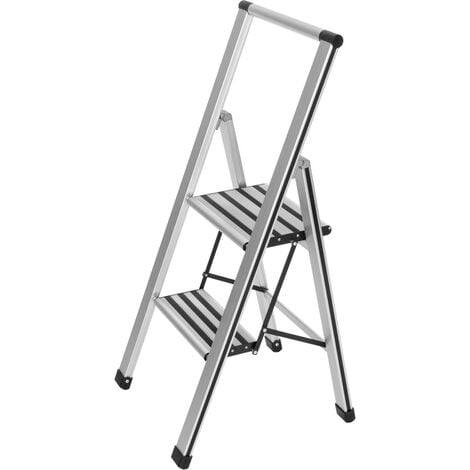 WENKO Escalera plegable en diseño de aluminio 2 peldaños