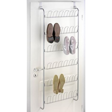Wenko – Étagère de porte chromé 151x59x14 cm – Rangement pour 18 paires de chaussures – Métal argenté – Installation facile sans outils