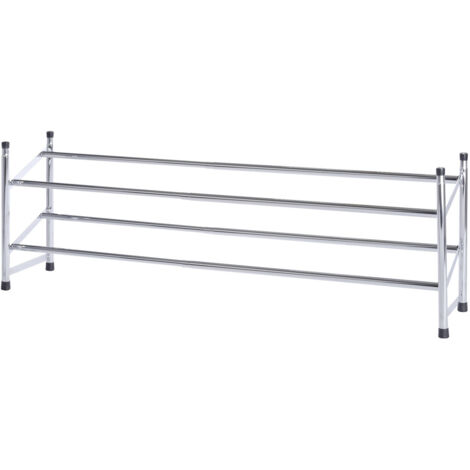 Wenko – Étagère à chaussures télescopique extensible 64-119cm – Rangement pour 10 paires – Acier chromé – Empilable – Dimensions 64-119x35x23cm