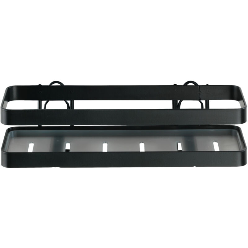 Etagère à épices murale noire Gala, étagère murale pour ranger les pots d'épices, fixation murale fournie, style industriel, acier - plastique,