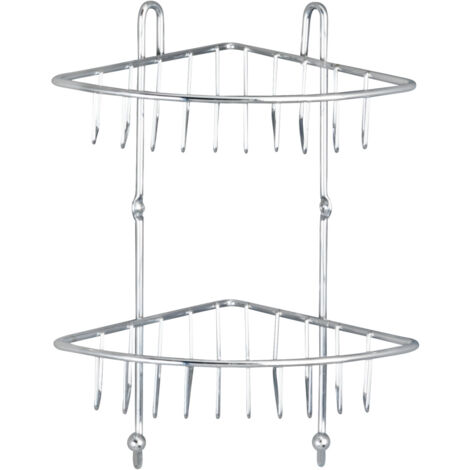 WENKO Etagère d'angle de douche Milano, 2 paniers de douche d'angle, fixation murale sans perçage, acier, 22,5x30x16,5 cm, brillant