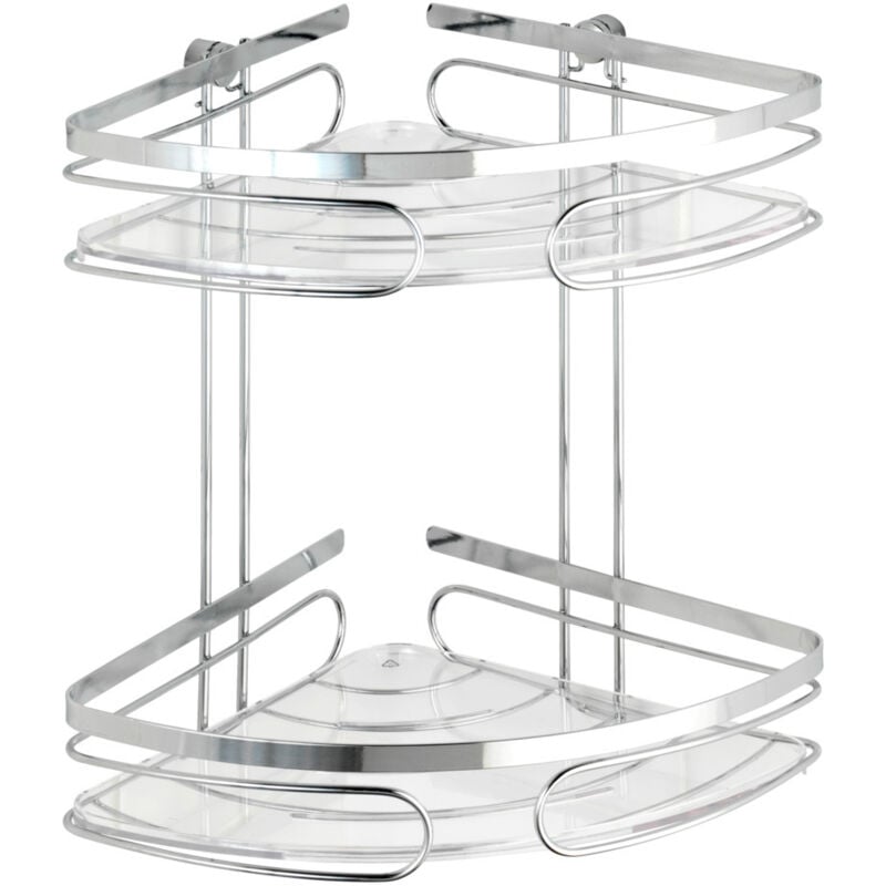 Tagère de salle de bain d'angle premium, 2 niveaux - acier inoxydable Wenko